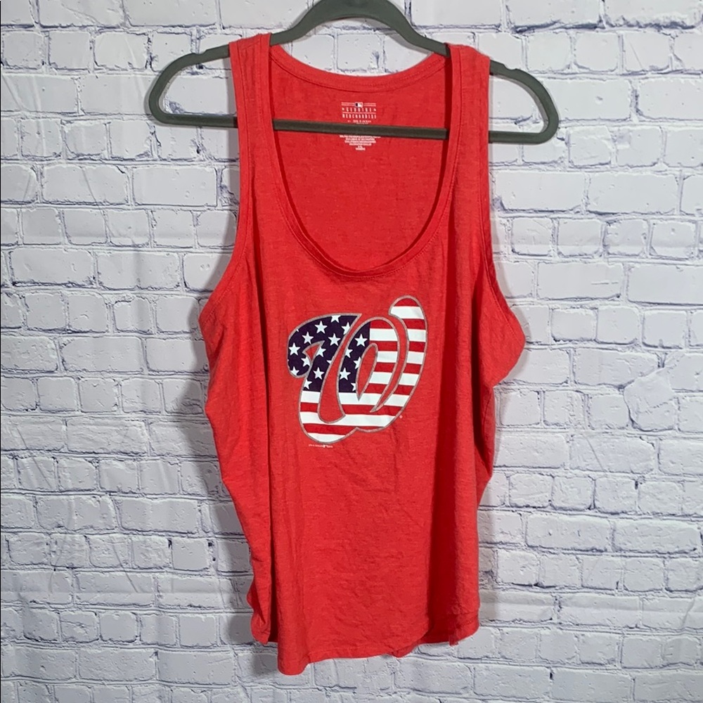 MLB Womens Washington Nationals Scoop Neck Tank Top Red Size XXL Summer Baseball